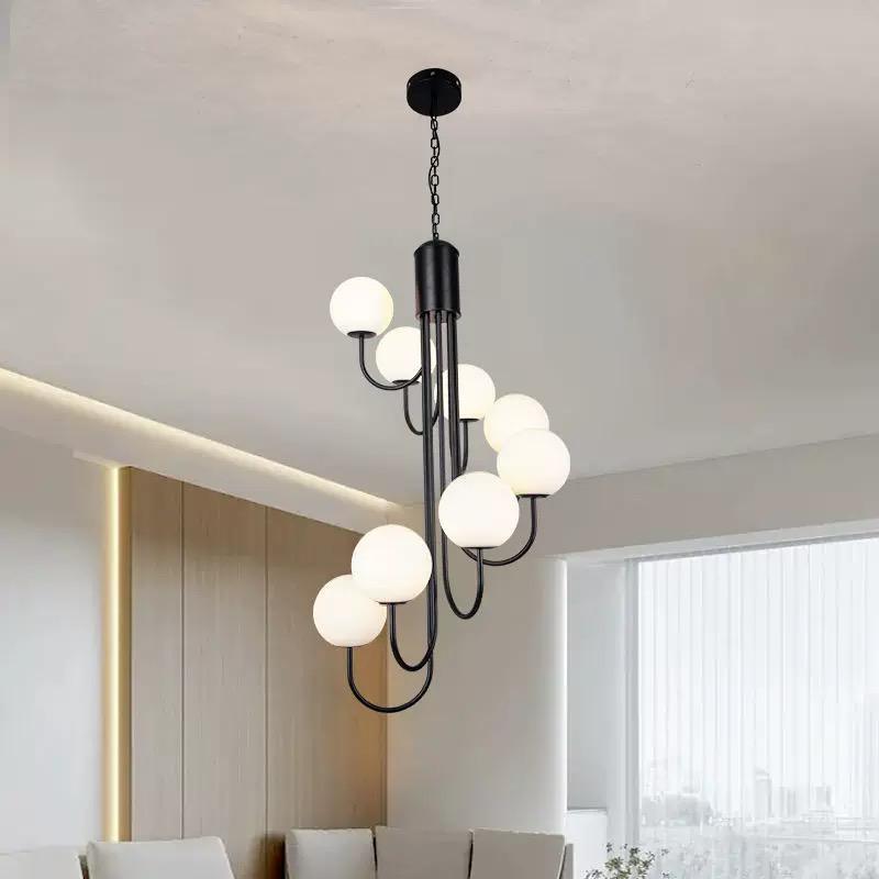 LUSTRA-CU-ABAJUR-AURIE-SI-NEGRU-3.jpg Lustra 8 becuri DN48 BK - imagine 1