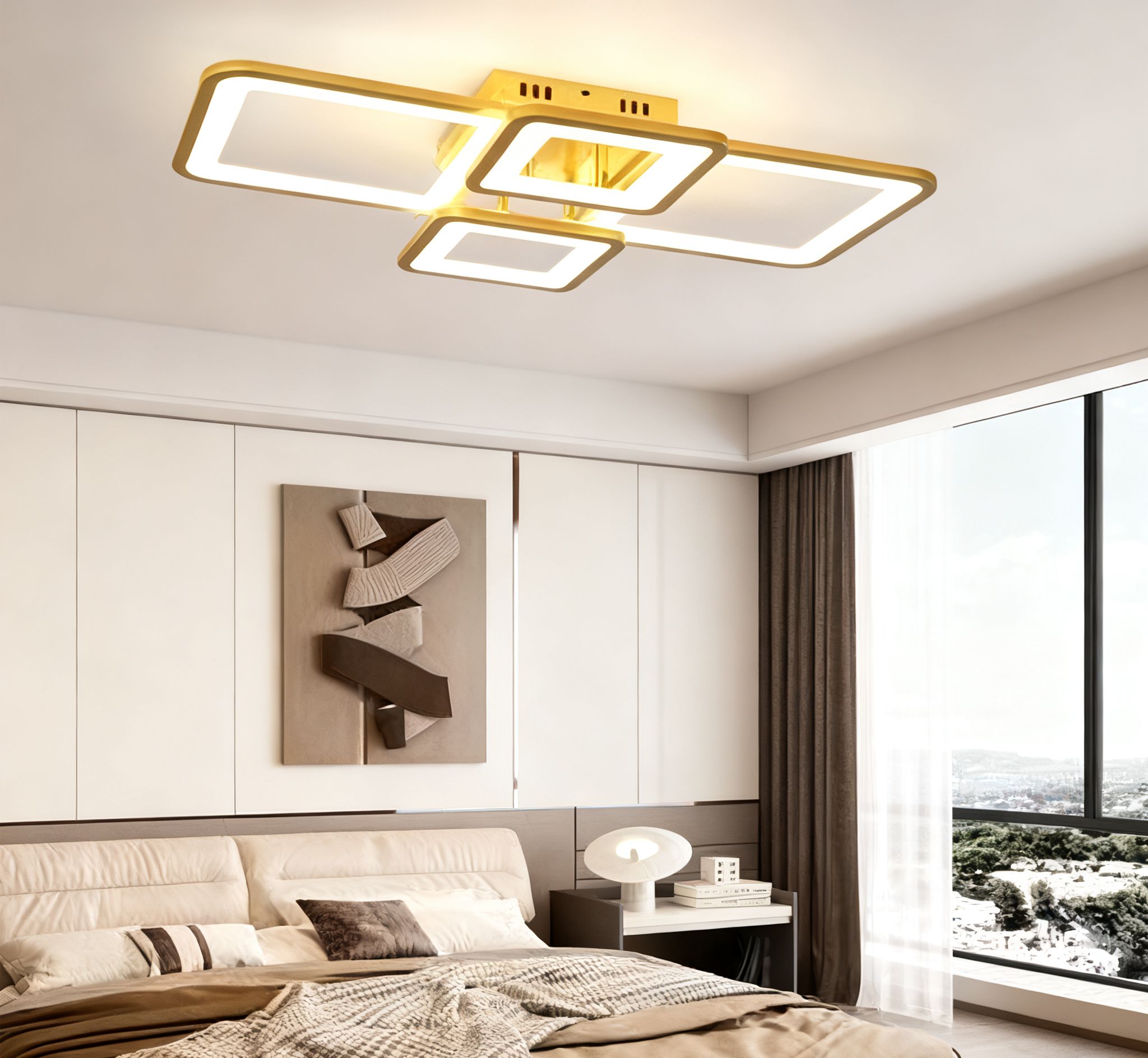 LUSTRA-LED-DORMITOR.jpg Lustra led cu telecomanda G5401-4 GD - imagine 1