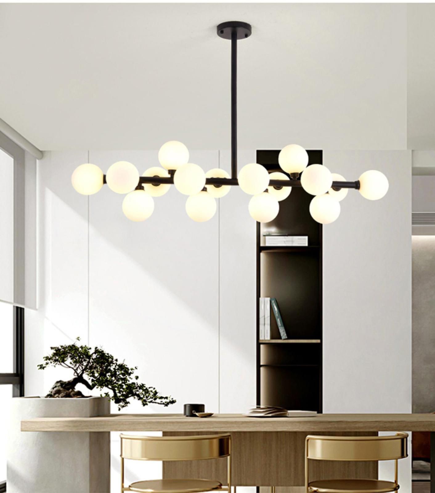 lustra-globuri-negru.jpg Lustra Cu 16 Becuri 1010 Negru - imagine 1