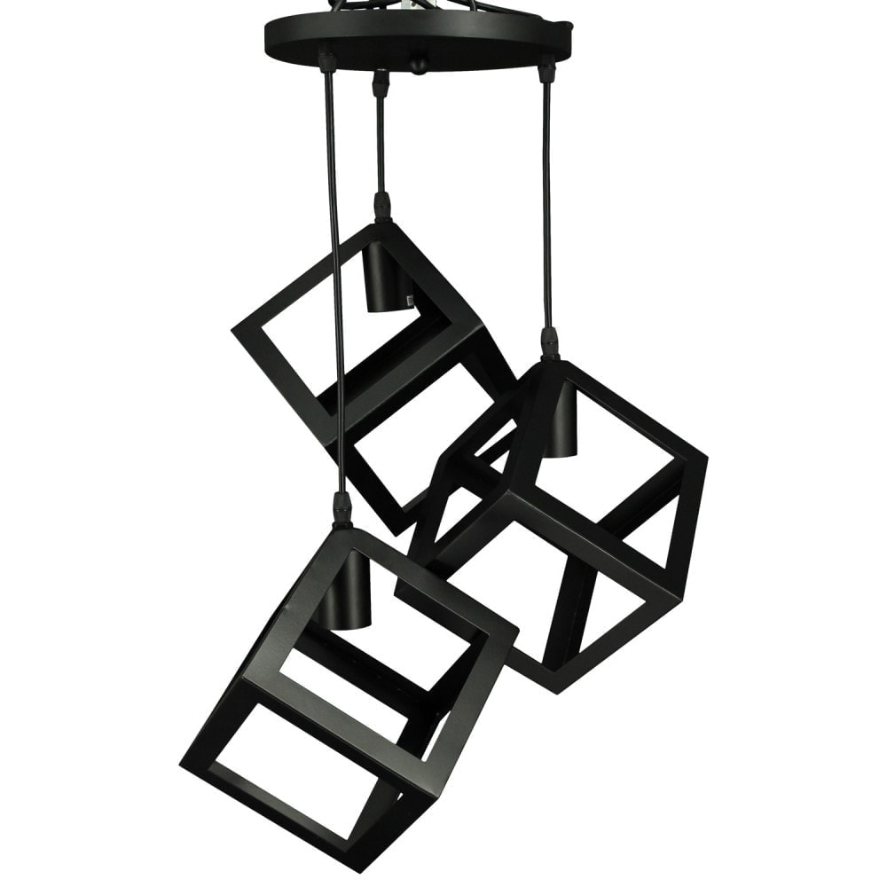 lustra-metal.lustra-ledlustra-modernalustra-neagra.jpg Lustra cu trei abajururi C 78 - imagine 1