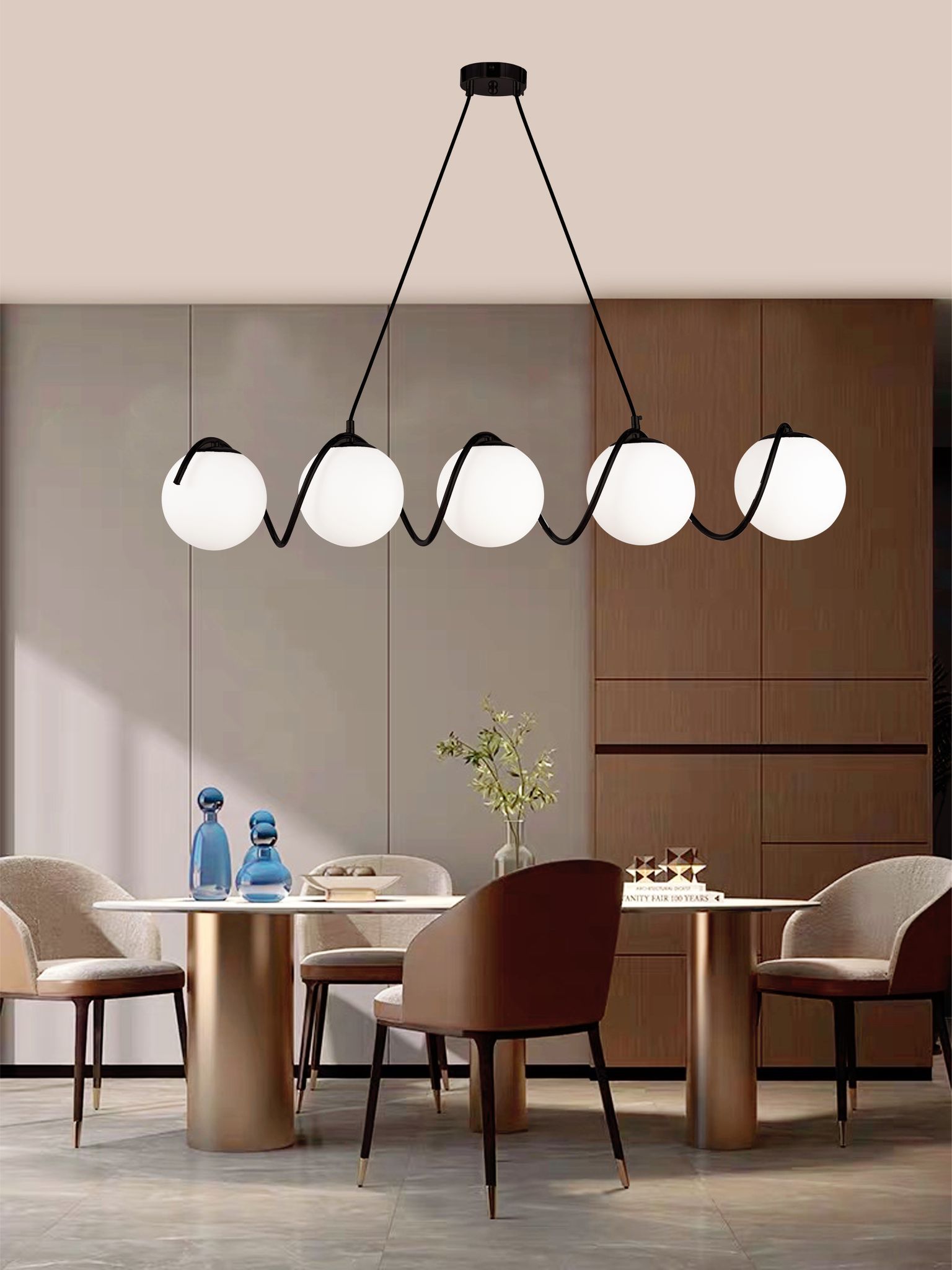 lustra-negru-bec-1.jpg Lustra 5 Becuri MX165-5 BK - imagine 1